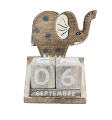 Small perpetual calendar Wooden elephant