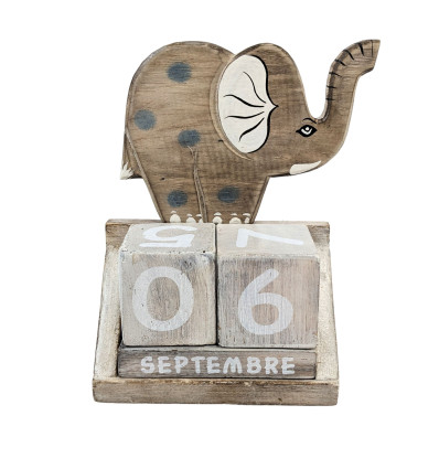 Piccolo calendario perpetuo Elefante di legno