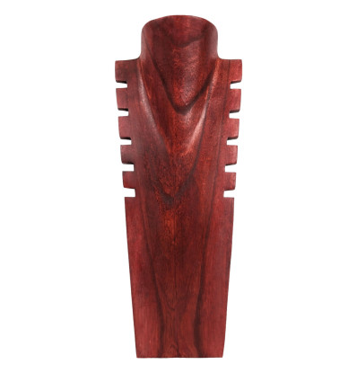 Dismesso - Espositore busto con collane dentellate in legno massello rosso 40cm