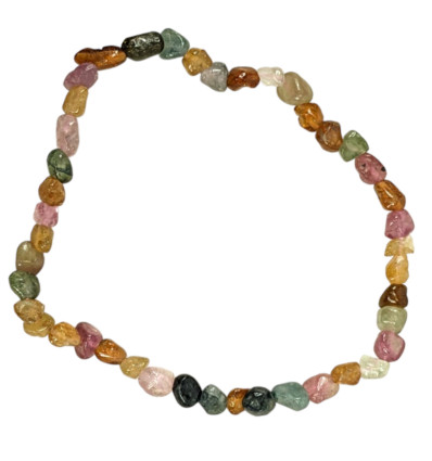 Bracelet Tourmaline Multicolore naturelle, pierres roulées qualité AAA