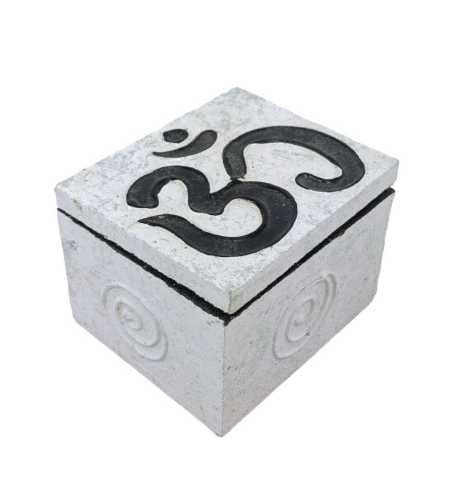 Scatola regalo in legno Jewelry Case Ethnic Style Black & White Om Pattern