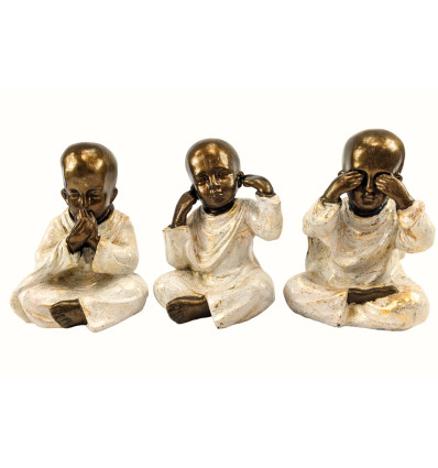 Les 3 statuettes Bébés Bouddhas de la sagesse 20cm