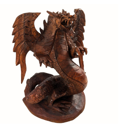 Statue de dragon en bois à suspendre - Décoration murale en bois