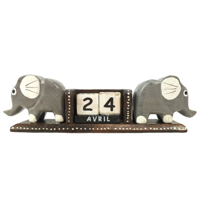 Calendario perpetuo in legno - Piccoli elefanti