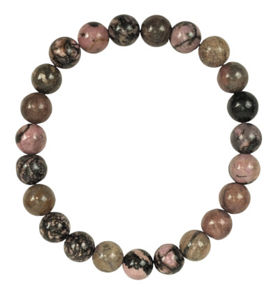 Mala 108 beads Rhodonite natural - Symbols Ôm and Tree of life