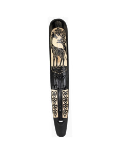 African Mask 100cm in Carved Black Wood - Giraffe Motif