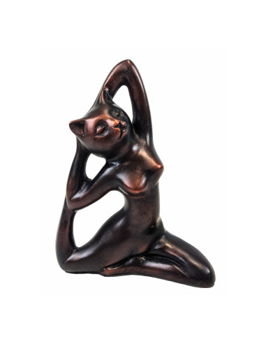 Statuette Chat Yoga en posture de Sirène 20cm