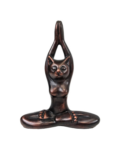 Statuette Chat Yoga en positon du Lotus 20cm