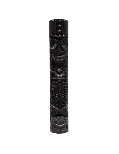 Totem Tiki XXL 100cm en bois massif sculpté. Coloris Noir