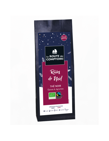 Thé Noir Bio - Rêves de Noël - Sachet vrac 100g - saveurs épicées et fruitées