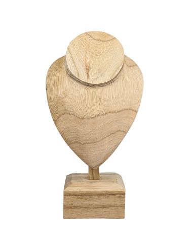 Busto display collane a piedi in legno massello lordo H30cm