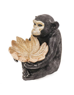 Trinket Box Monkey Statuette Holding a Golden Flower 20cm