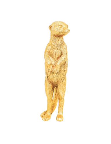 Statuetta di suricato in piedi in poliresina dorata - 35 cm