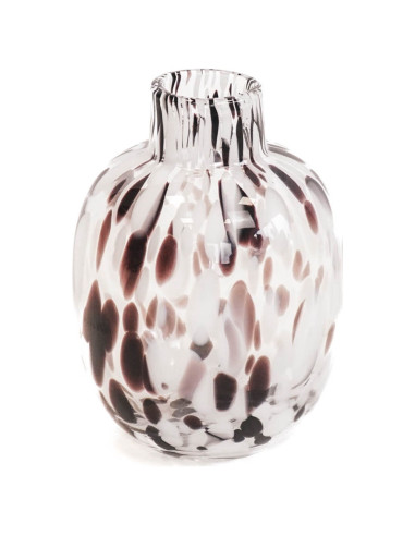 Vaso in vetro leopardato marrone e bianco 16cm