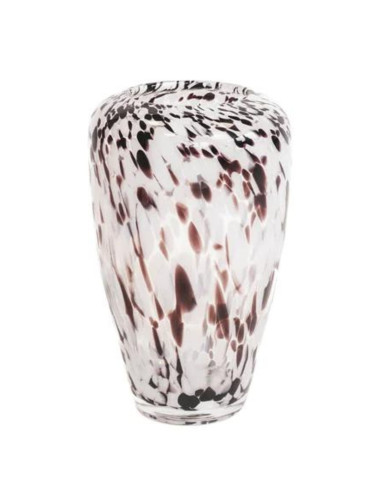 Vase motifs marrons et blancs aspect léopard en verre 30cm