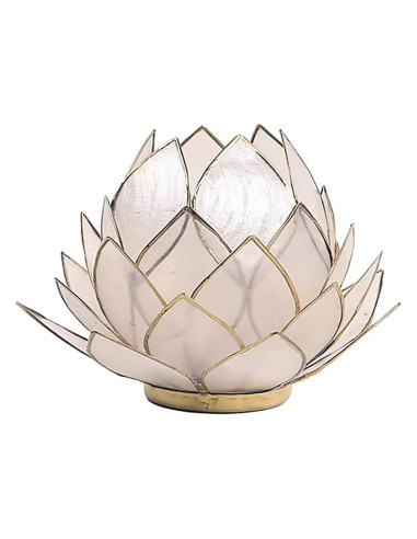 Lotus Flower Candle Holder in White Bloom Capiz Shell