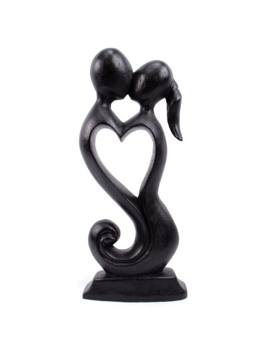 Statuette abstract Couple in Fusion h20cm wooden black carved solid hand