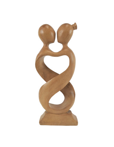 Statue abstraite Couple Amour Infini 30cm bois Brut