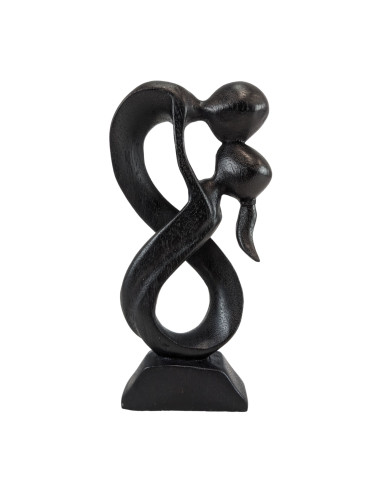Statue abstraite Couple enlacé Infini 20cm en bois Noir