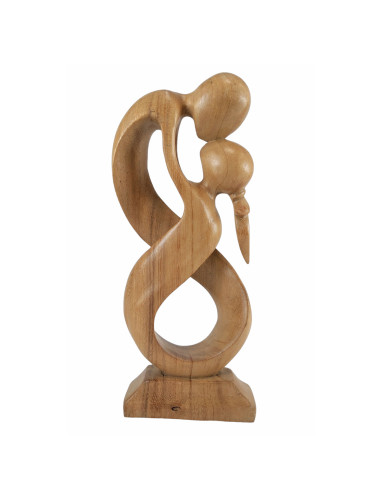 Statue abstract couple Union Infinite h30cm solid wood natural finish