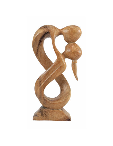 Statua astratta paio Unione Infinita h20cm in legno finitura naturale