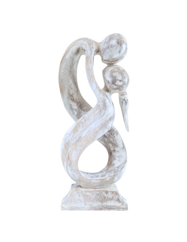Statua astratta paio Unione Infinita h30cm in legno massello patina bianca