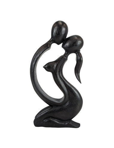 Statue abstraite Couple Sensuel 30cm en bois Noir