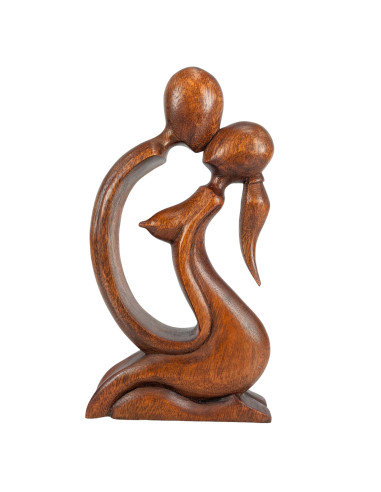 Statuette abstract Couple Sensual h30cm solid wood carved hand