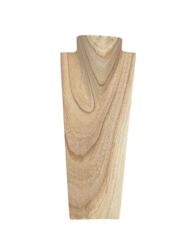 Buste - Présentoir à colliers en bois massif brut 35cm