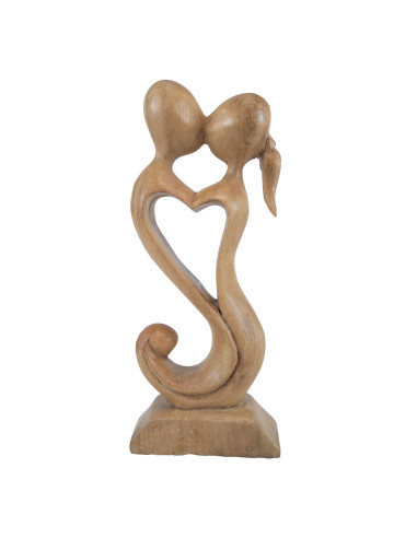 Statuette abstraite Couple en Fusion 20cm en bois brut