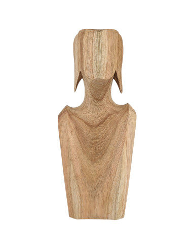 Presentatore busto con collane e orecchini in legno massello grezzo