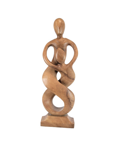 Statue abstraite Union Parent-Enfant 30cm en bois Brut