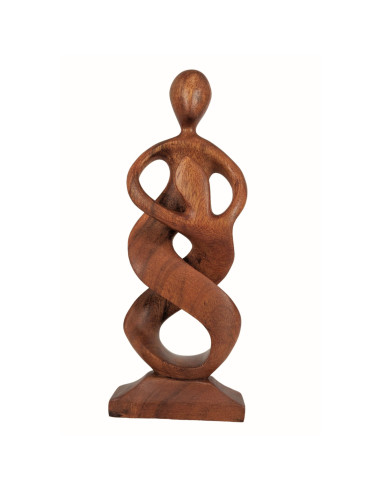 Statue abstraite Union Parent-Enfant 30cm en bois Teinté