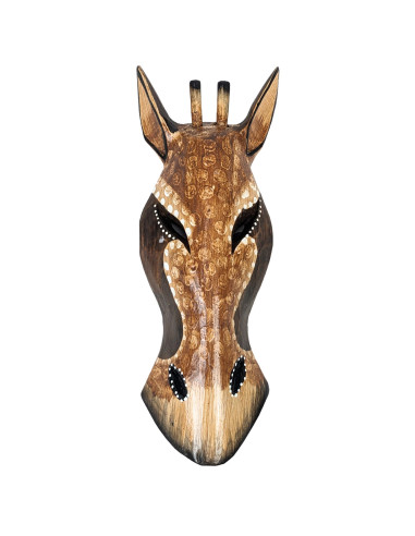 Masque Girafe en bois 30cm - Déco ethnique africaine