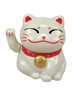 Maneki Neko White Solar Powered Cat Japanese Lucky Charm 7,8cm