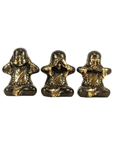 The 3 monks "secret of happiness". Brass statuettes 8cm.