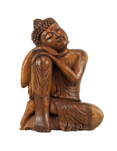 Statua Buddha seduto 40cm - Legno massello intagliato a mano