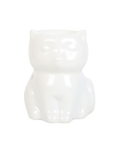 White Cat Ceramic Incense Burner