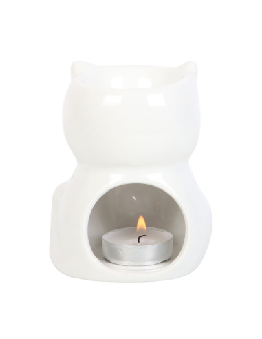 Bruciatore di incenso in ceramica White Cat