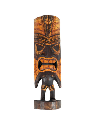 Statuette Tiki 40cm en bois massif sculpté et peint à la main