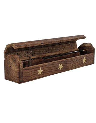 Incense holder with storage / box in maguier and brass star pattern