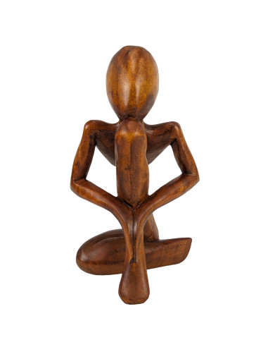 "The Thinker" Abstract Statue 30cm in Stained Wood