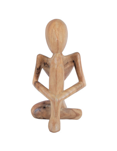 "The Thinker" Abstract Statue 30cm in Raw Wood