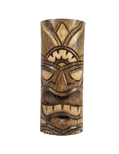 Totem Tiki 25cm en bois exotique sculpté main.