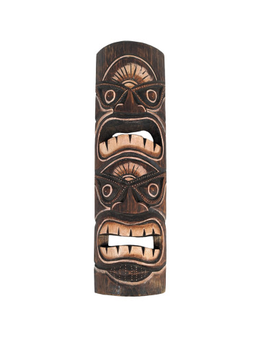Masque Tiki en bois massif 50cm - Fabrication artisanale