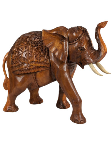 Sculpture Éléphant XL en bois de suar 50cm