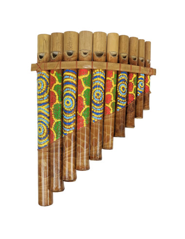 Flûte de Pan 10 tubes en bambou - Décoration style aborigène de fabrication artisanale
