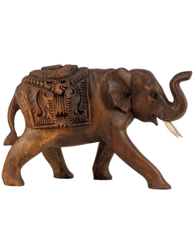 Elephant statue 15cm in hand-carved wood