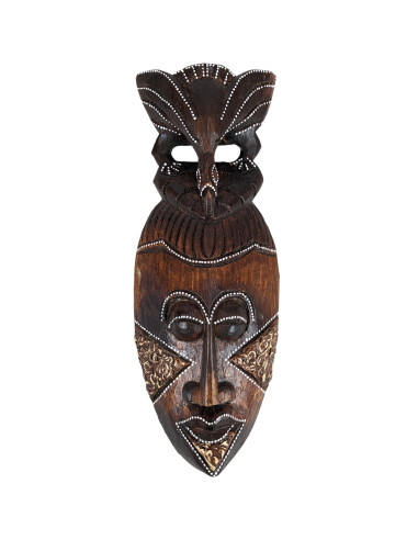 Masque Africain en bois 30cm fabrication artisanale.