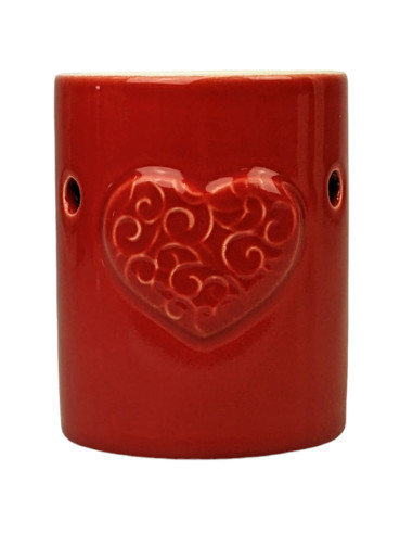 Brûle-Parfum Coeur en Céramique rouge